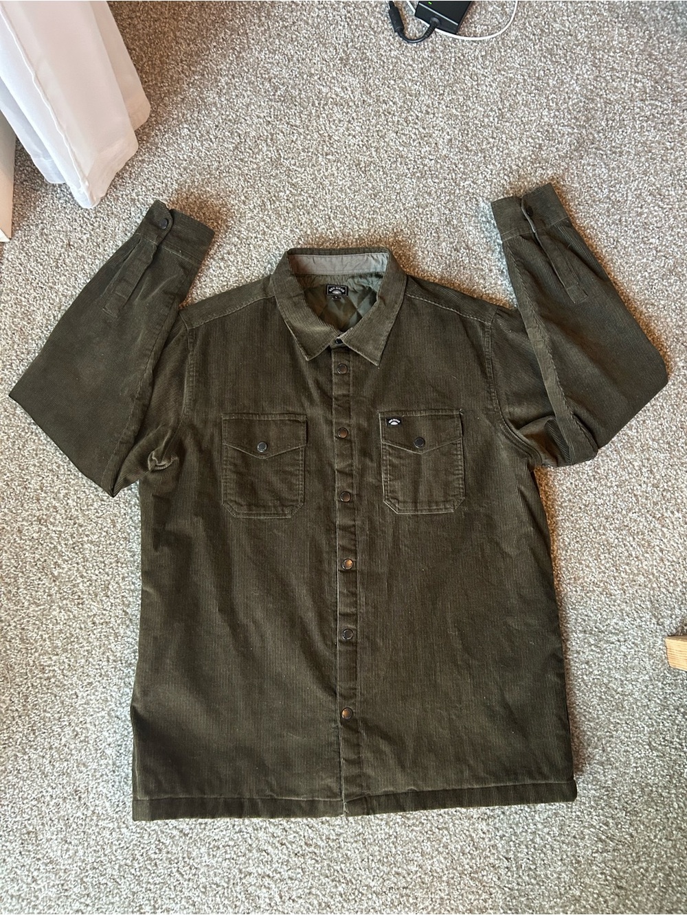 Sun Diego Olive Green Corduroy Button-Up Shacket